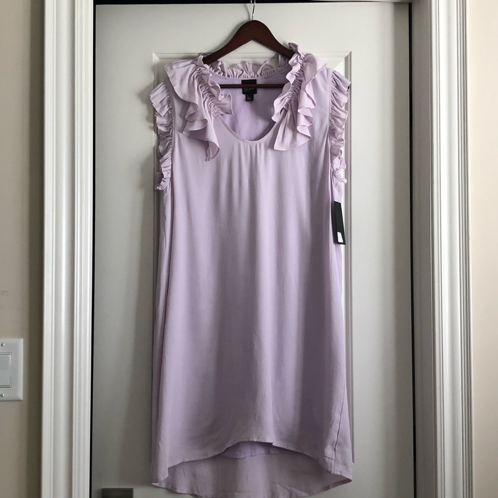 🛍️ 2/$15 NWT Free Press Ruffle Flounce Collar Lilac Summer Shift Dress Sz M